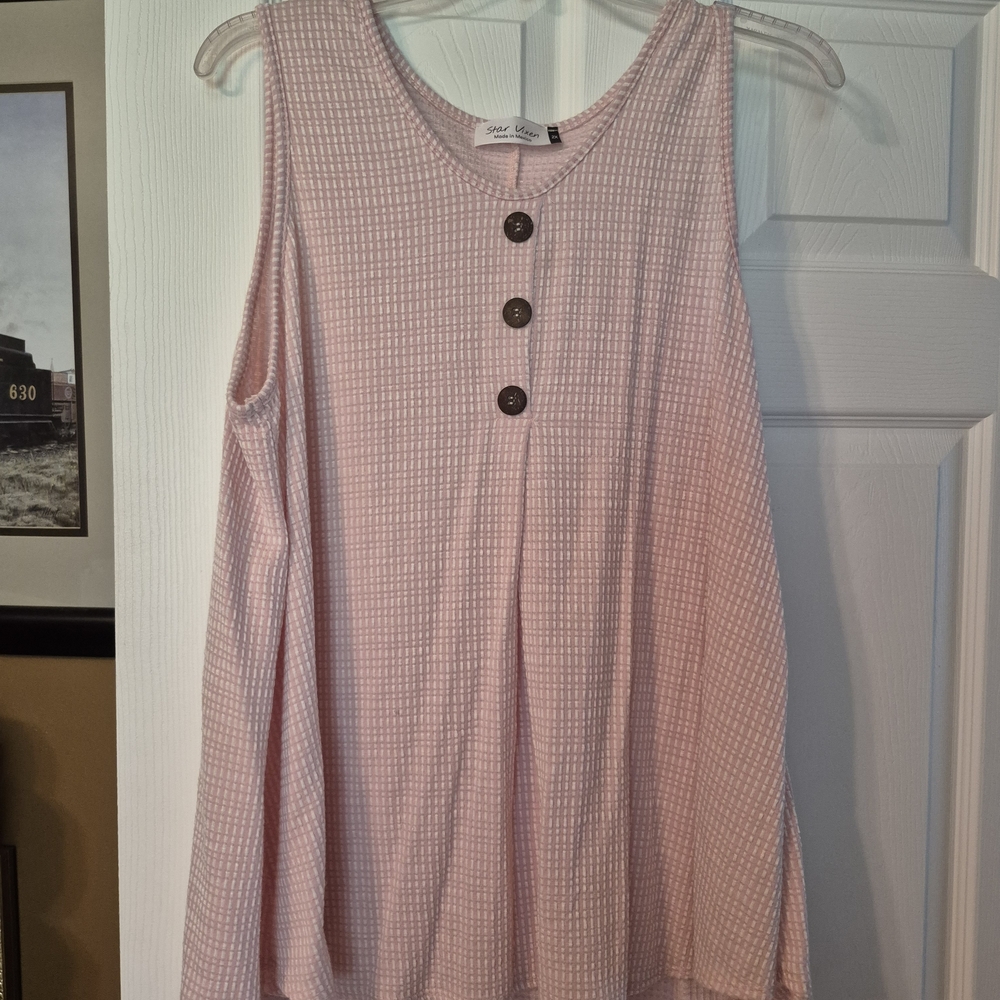 Star Vixen Light Pink Buttoned Tank Top